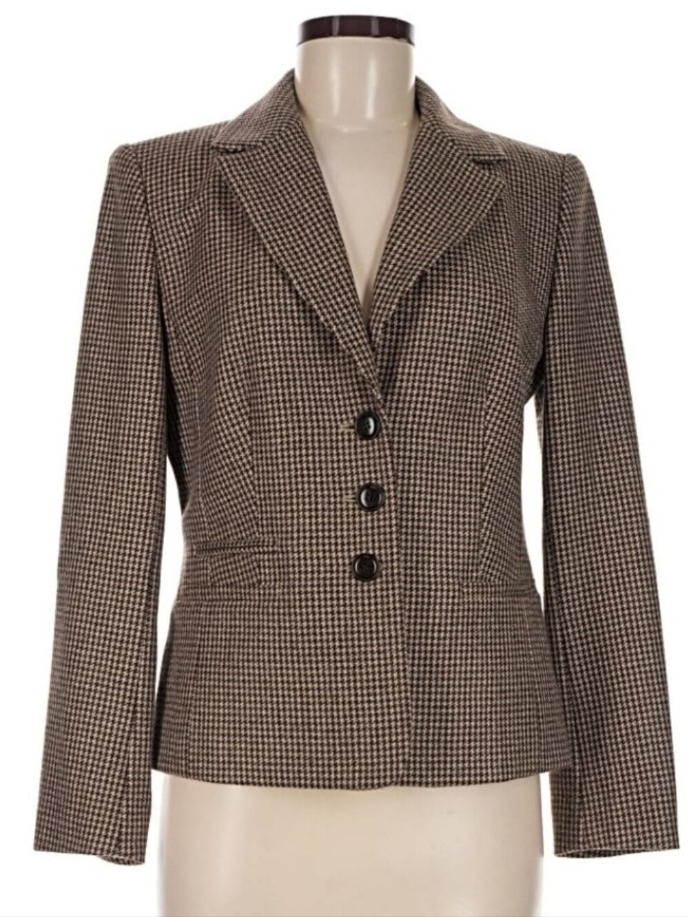 🐴Talbots Equestrian Style Brown Wool Houndstooth Blazer 8p